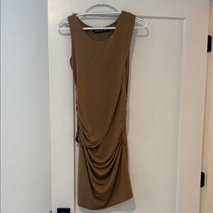 Ruched Brown Sleeveless Dress